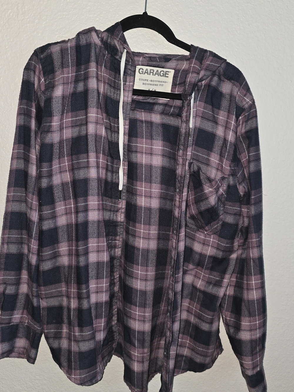 Garage Men's Purple Plaid Hooded Button-Front Shirt